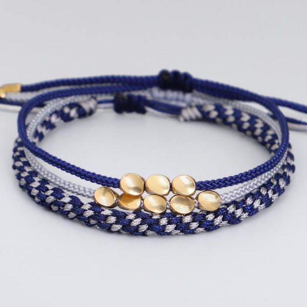 

fashion women jewelry 3pcs/set luck rope bracelet handmade adjustable tibetan copper beaded gifts charm bracelets, Golden;silver