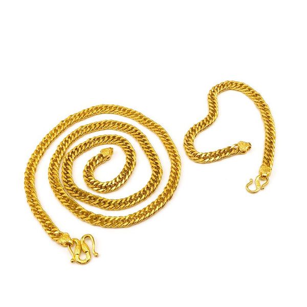 

chains selling 24k yellow gold plated 6mm horsewhip gentle men's necklace, Silver