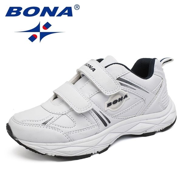 

bona style children casual shoes hook & loop boys sneakers outdoor jogging shoes light soft 211025, Black