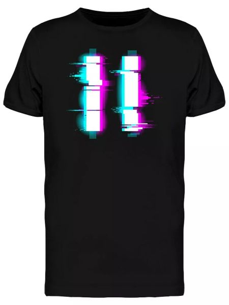 

pause symbol glitch effect men's tee -image by shutterstock, White;black