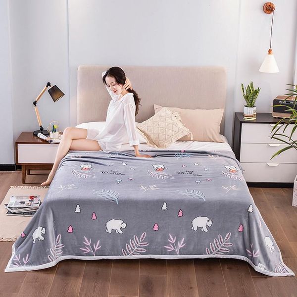 

blankets cartoons soft warm coral fleece blanket sheet bedspread sofa light thin mechanical wash flannel ssxml