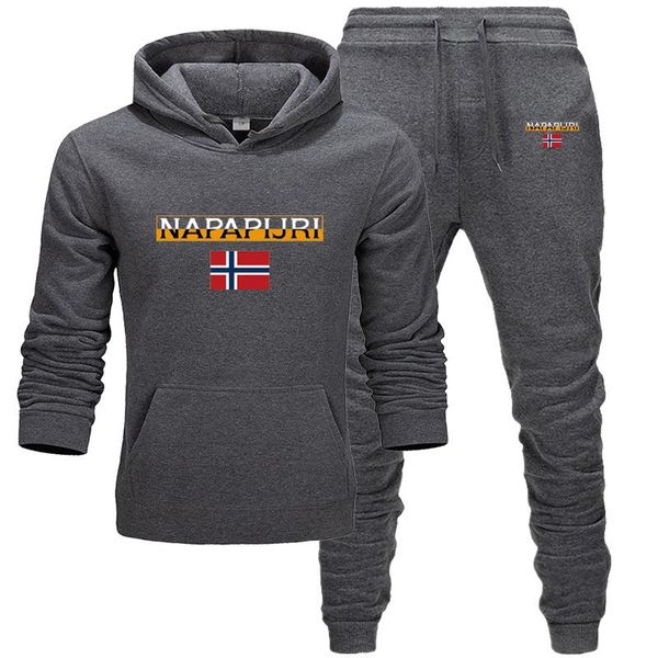 

men's tracksuits movement 2 pieces sets tracksuit men hooded sweatshirt+pants pullover hoodie sportswear suit casual clothes size s-3xl, Gray