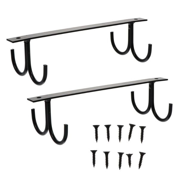 

kitchen storage & organization 2pcs european style iron cup hooks strorage racks with screws (black)