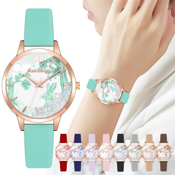 

wristwatches fashion women watches ladies tree casual leather strap quartz clock zegarek damski, Slivery;brown