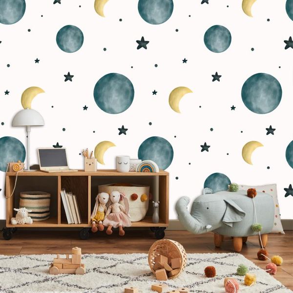 

wallpapers modern 3d for baby kids living room nursy embossed textured walls paper in rolls star moon decorative mural