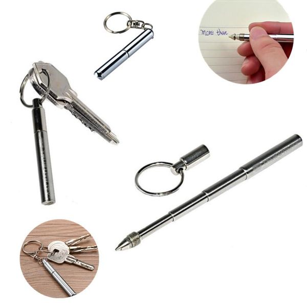 

ball pointer portable key ring stainless steel pen ballpoint pens keychain tool multifunction school office, Blue;orange