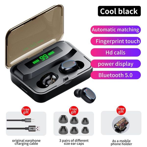 

bluetooth wireless headphones with microphone sports waterproof earphones hifi stereo noise cancelling headset earbuds