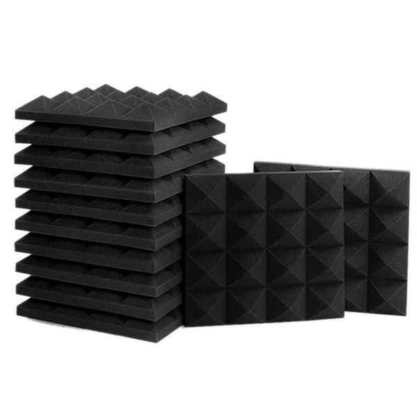 

trekking poles 12 pcs acoustic foam panel, sound insulation treatment studio wall liner sound-absorbing fireproof pyramid panel