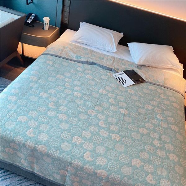 

comforters & sets 2021 summer quilt naked sleeping cotton gauze breathable moisture absorption jacquard blanket