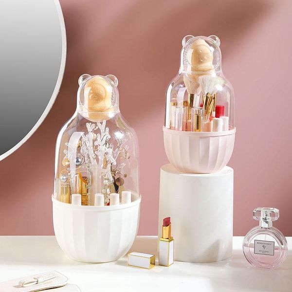 

transparent makeup vanity organizer brush storage box jewelry display nail polish lipstick holder cosmetic container boxes & bins
