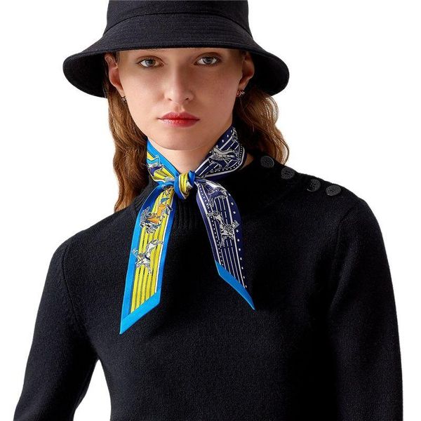 

scarves small silk scarf shawl war horse print girl ladies tie, Blue;gray