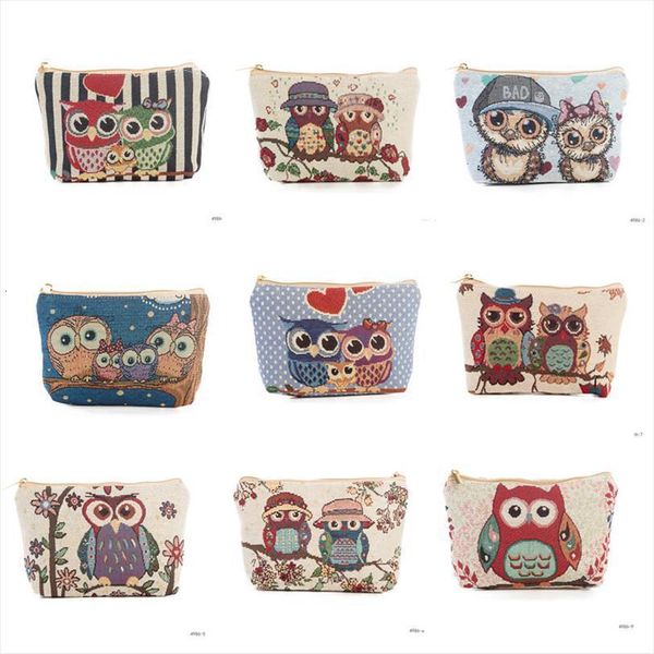 

jacquard makeup small cosmetic bag cute owl design toiletry organizer