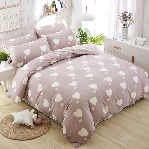 

bedding sets solstice home textile heart shape brown khaki duvet cover pillowcase stripe bed sheet girl kid teen sets 3/4pcs bedlinen ug8k