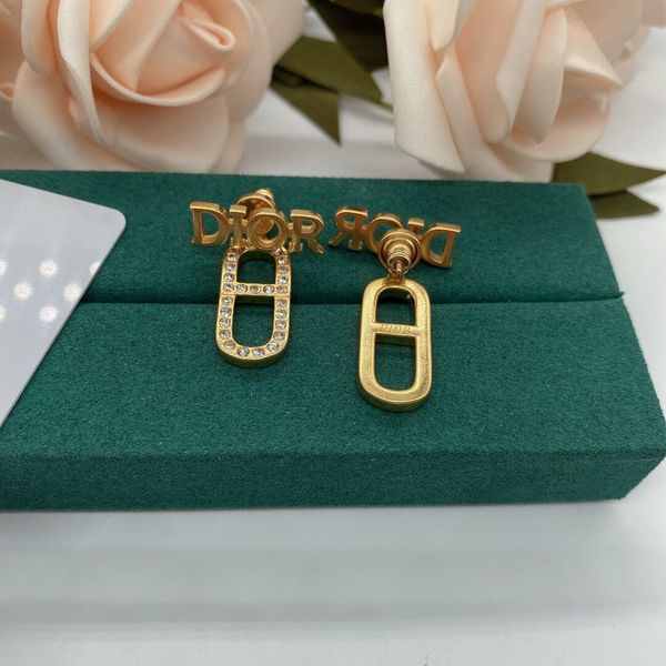 

luxury designer fashion products letter earrings family 21 full diamond jewelry cd d s925 silver needle do personalized simple bronze, Red;brown