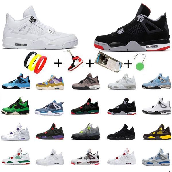 

designer shoe new black cat 2021 4 4s jumpman basketball shoes bred neon wings encore cactus jack white cement mens stylist sneakers trainer