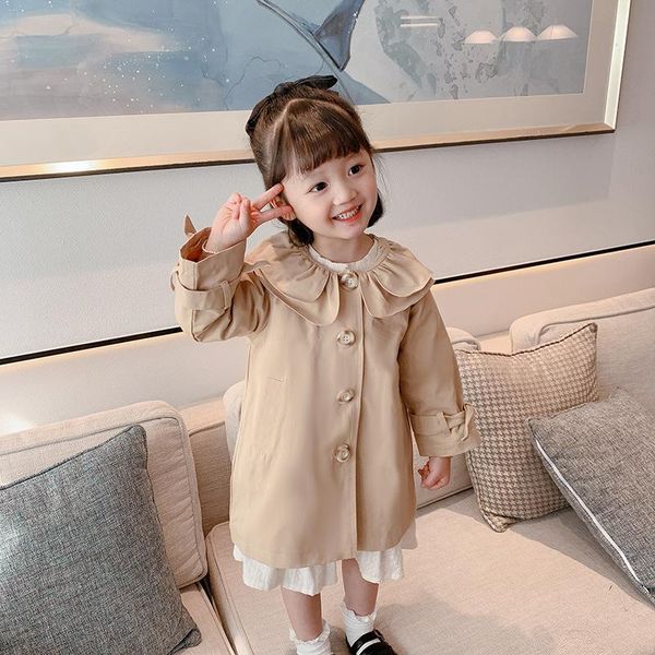 

coat sweet girls baby's windbreaker jacket outwear 2021 spring autumn buttons cardigan children's clothing, Blue;gray