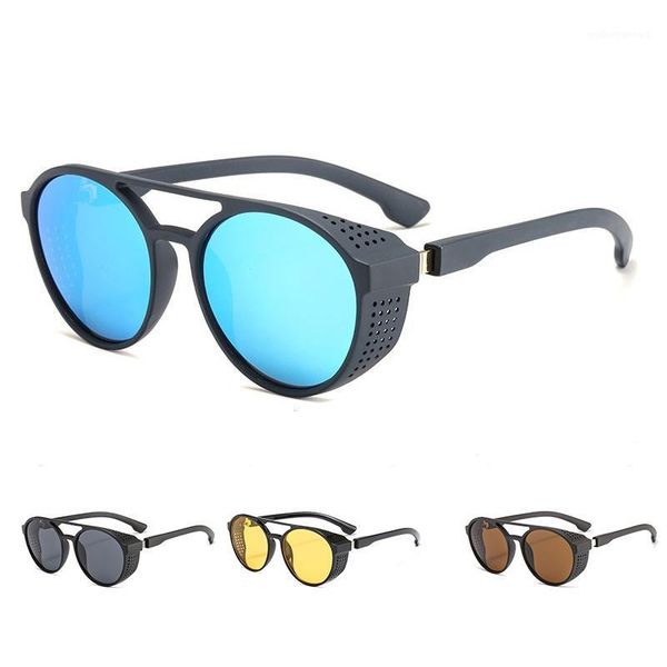 

fashion retro trend steampunk sunglasses for men women classic outdoor vintage driving goggles round sun glasses de sol eyewear, White;black