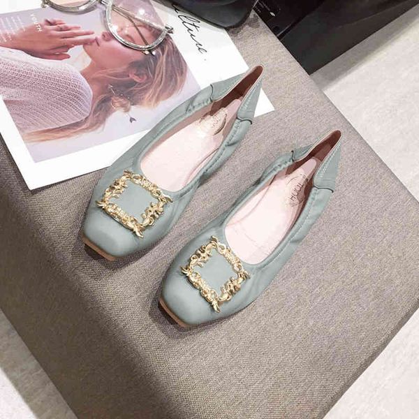 

new arrival woman flats spring summer ballet flats shoes square toe shoes casual low heel soft and comfortable chaussures plates 823, Black