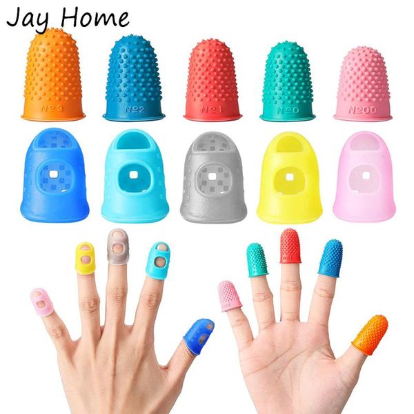 

10/5 pcs rubber sewing thimble breathable protective silicone finger cover caps quilting needlework craft notions & tools, Black