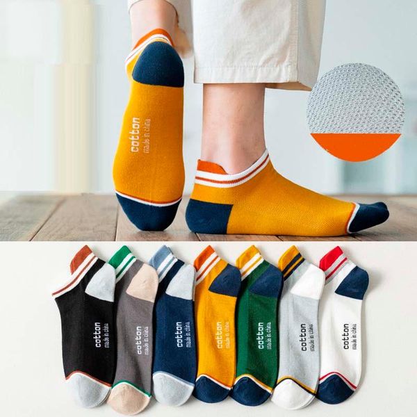 

men's socks summer thin style breathable sweat absorption fashion striped sox japanese mesh design novel male ankle sock, Black