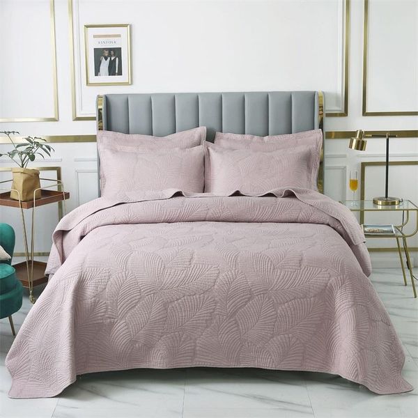 

quilt palm leaf embroidery style 3d solid color blue white queen king 220x240 size bed sheet linens bedclothes pillowcase comforters & sets