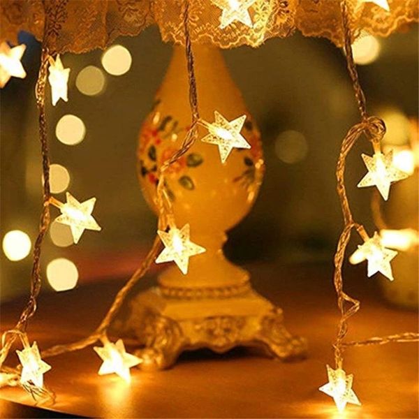 Saiten 10/20/40/80 LEDs Sternförmige LED-Feen-Lichterketten Batteriebetriebene Feiertags-Weihnachtsfeier-Hochzeitsdekoration