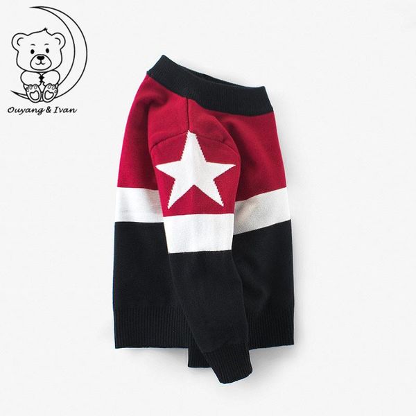 

cardigan red five-pointed star boys sweater casual cotton kids christmas 2021 winter children's warm double layer, Blue
