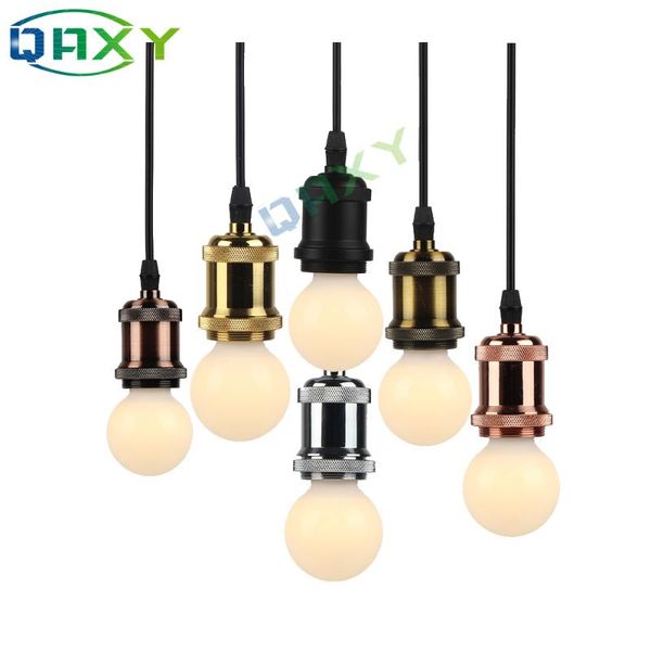 

pendant lamps aluminum alloy e27 vintage simple light 110v-240v edison socket holder lamp silver hanging lighting[d9500]