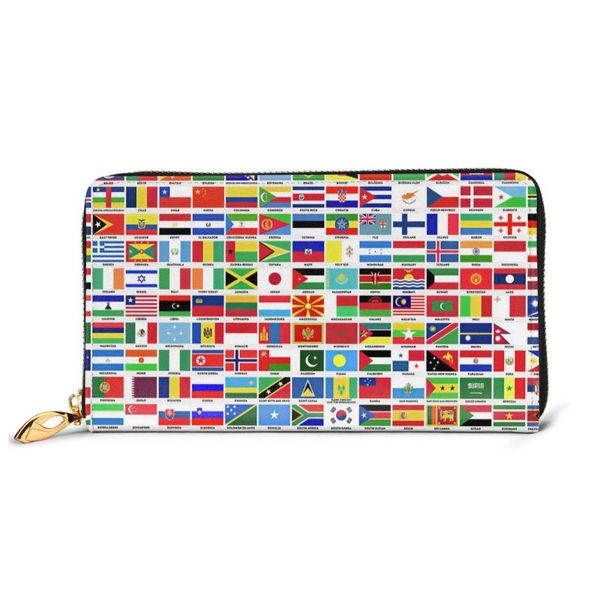 

wallets flags of the world leather wallet purse card pack holder multifunction gifts for kids adults, Red;black