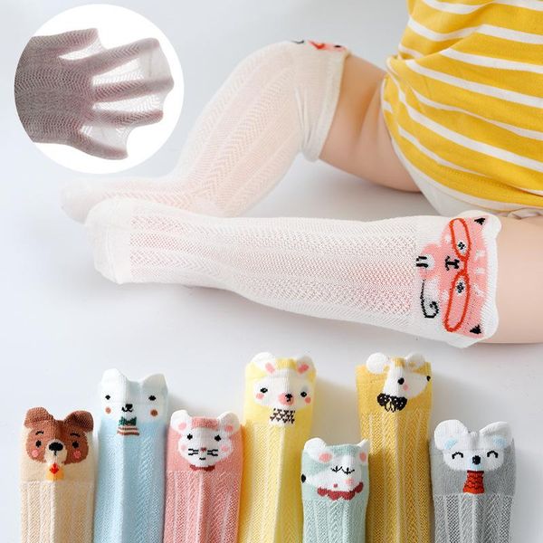 

socks 3 pairs/lot 0 to 24m baby summer thin mesh combed cotton anti-mosquito for born infants over the knee girls boys, Pink;yellow