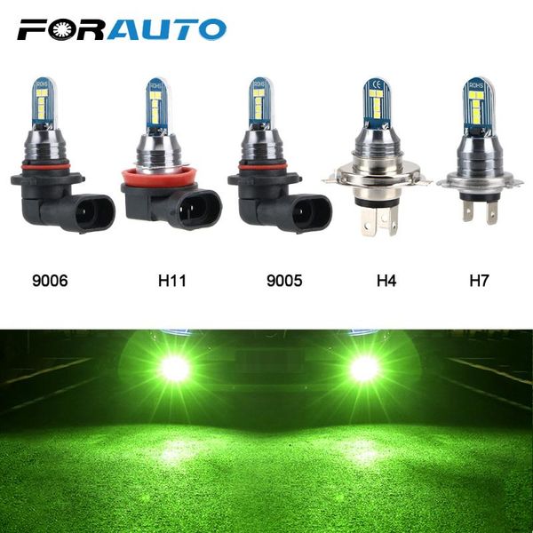 

1pcs white green led fog lamp car headlight bulbs auto running light h8 h11 9005 9006 h4 h7 6000k 15w headlights