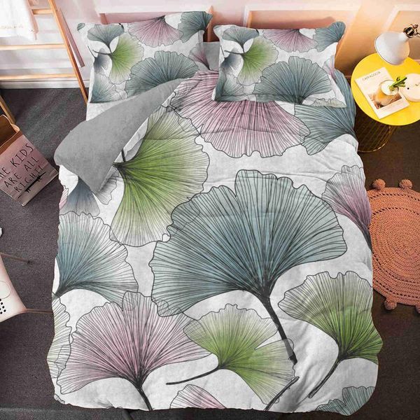 

bedding sets home textile king  twin bed linen girl kid teen set green leaf duvet quilt cover pillowcase flat beds