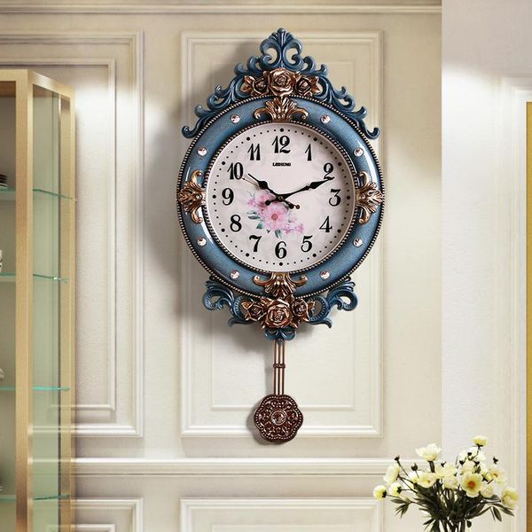 

wall clocks large european vintage clock pendulum luxury silent art living room quartz watch horloge mural retro home decor mm60wc