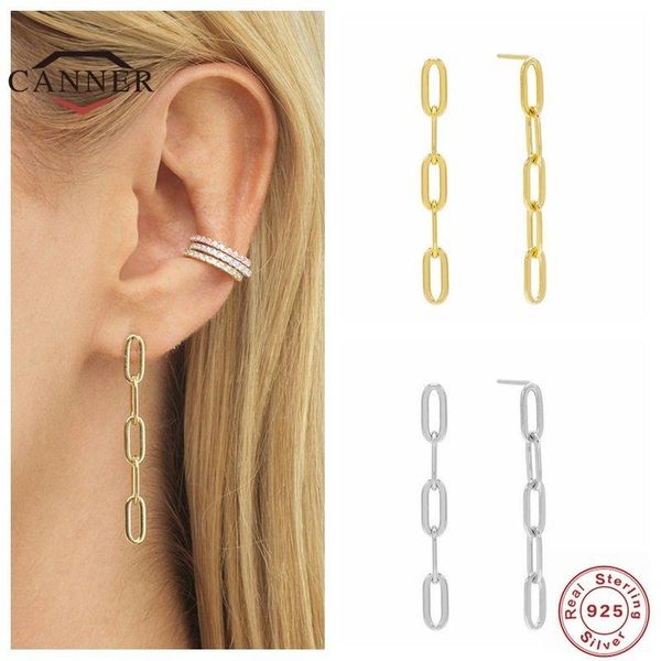 

sterling silver stud earrings for women fashion paper clip chain earring piercing earings jewelry gift pendientes, Golden;silver