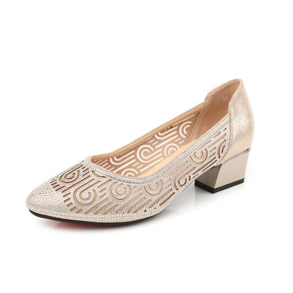 

dress shoes gktinoo 2021 summer fashion pumps cut-outs women crystal casual ladies high heels tenis feminino genuine leather, Black