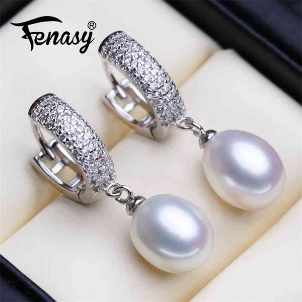 

fenasy 925 sterling silver drop earrings natural freshwater pearl for women handcrafted fashion party wedding jewelry 210625, Golden;silver