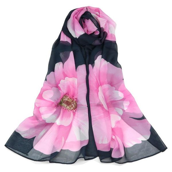 

scarves chiffon peony flower women's scarf fashion tweezers sunscreen warm shawl thin manufacturers direct sales, Blue;gray