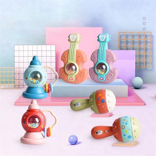 

dhl 1pcs color random sand hammer baby teether rattles toy educational safety material hand bell early learning toys