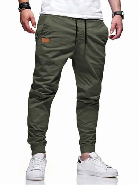 

men drawstring waist carrot pants 91ww#, Black