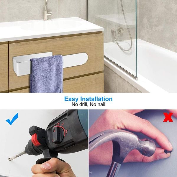 

towel racks wall-mounted stainless steel rack holder with hook self adhesive hanging shelf rail bathroom washcloth hanger