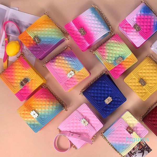 

designer- shoulder bags pvc summer jelly bag mini crossbody women rainbow color women's handbags and purses graffiti messenger