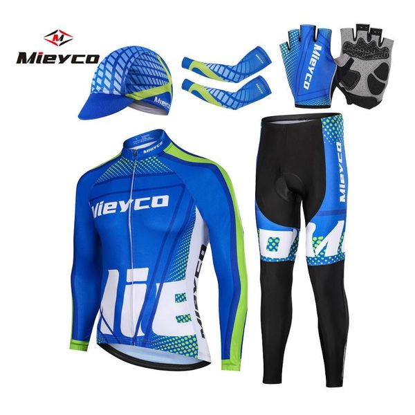 

racing sets men's pro cycling jersey set long sleeve mountain bike clothing breathable mtb bicycle clothes wear suit for mans, Black;blue