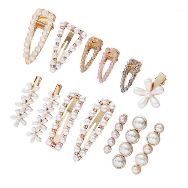 

13pcs/set pearl hairpin girls side clip simple beaded daily hair clips1