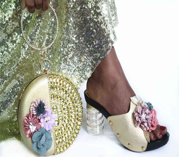 

golden fish mouth sandals round portable flower bag with shoelace rhinestone slippers casual shoe, Black