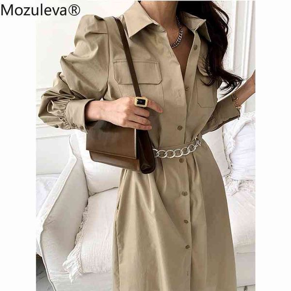 

stylish turn-down collar women shirt dress elegant single-breasted belted slim waist female summer vestidos 210427, Black;gray