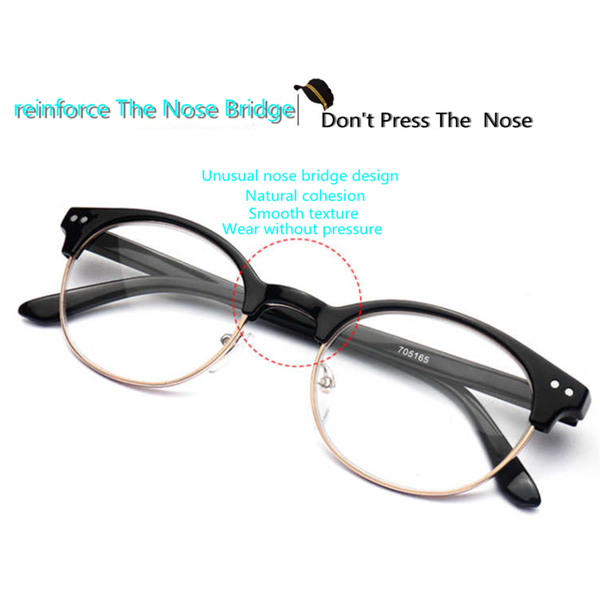 

fashion sunglasses frames Â clear lens spectacle women round prescription eyeglasses metal half frame optical screwless myopia eyewear with d, Black