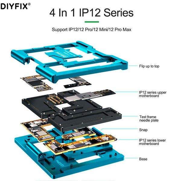 

professional hand tool sets diyfix t-009 4-in-1 motherboard middle level test rack for 12/12 mini/12 pro/12 pro max delamination