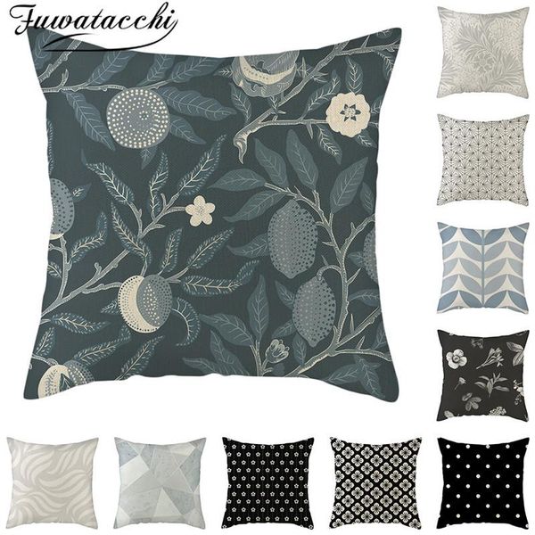 

cushion/decorative pillow fuwatacchi linen geometric pattern cushion cover black gery flower po for home sofa chair decorative pillowcases