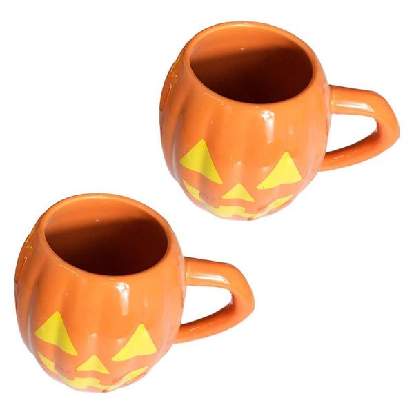 

mugs 2 pcs household creative ceramic breakfast (orange)