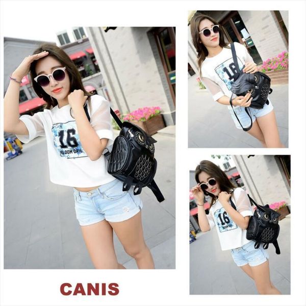 

fashion women pu shoulder satchel owl backpack bag tote rucksack purse